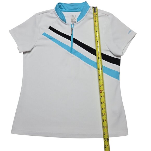 Izod Performance Golf Shirt Womens Medium White Short Sleeve Athletic Stretch - Picture 4 of 12